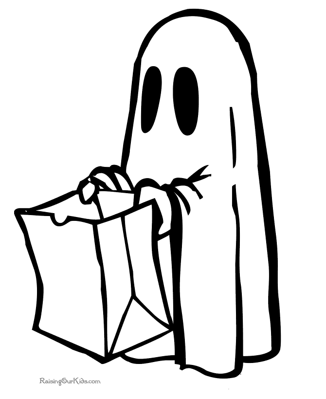 Printable ghost preschool Halloween coloring pages 006